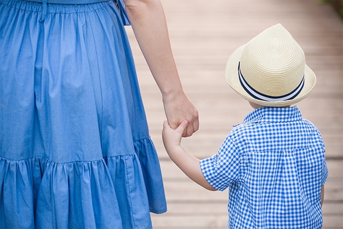 mom and baby on a walk