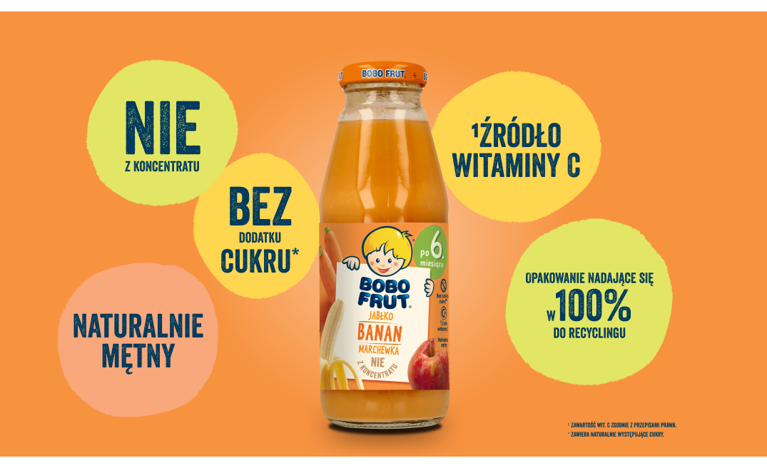Nektar owocowo-warzywny jabłko, banan, marchewka - benefity