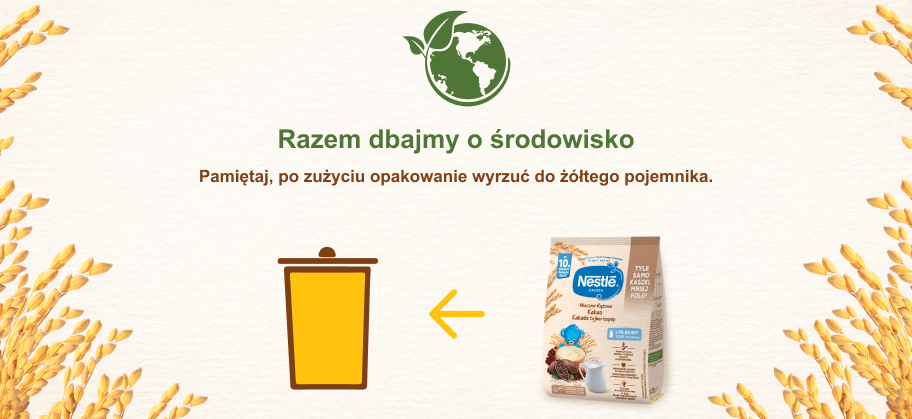 Nestlé Kaszka mleczno-ryżowa Kakao Razem dbajmy o środowisko 