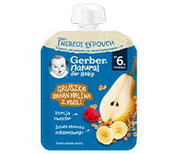 Nowa tubka Gerber Incredipouch Gruszka banan malina musli