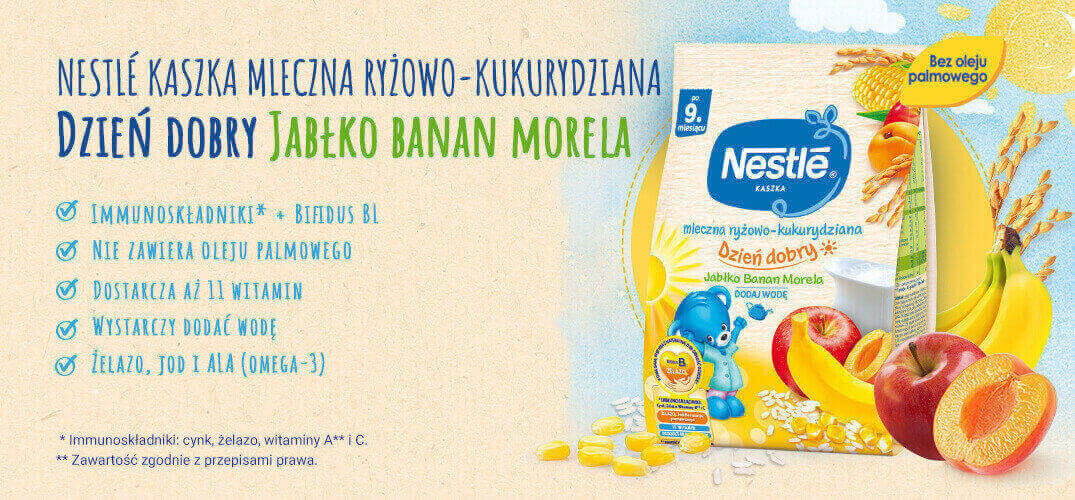 Nestlé Kaszka mleczna ryżowo-kukurydziana Dzień dobry Jabłko Banan Morela