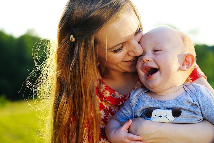 happy mother and baby