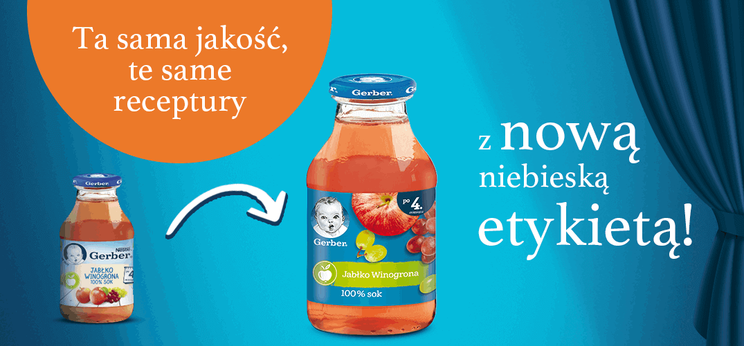 banner Gerber 100% Sok z jabłek i winogron