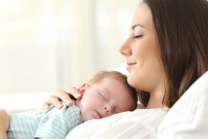 sleeping at mum's baby