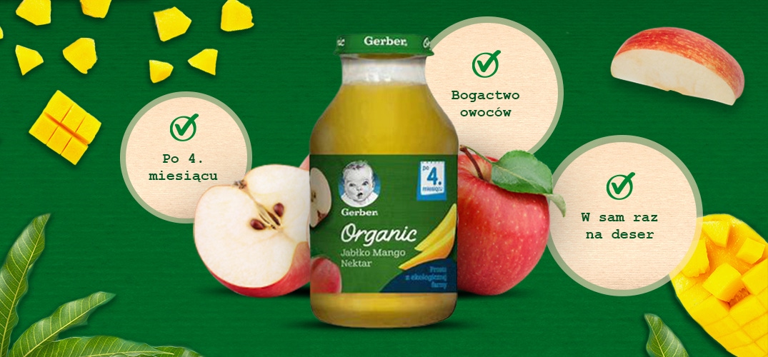 Nektar Gerber Organic Jabłko Mango