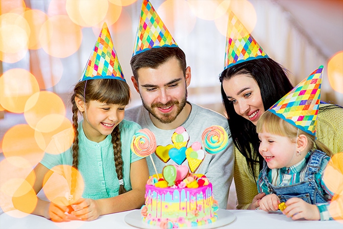 family celebrate birthday