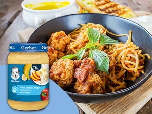 Drobiowe kotleciki mielone z makaronem i warzywami - po 12. miesiącu