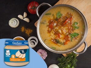 Zupka z czerwonej soczewicy i indyka z dodatkiem szpinaku po 6. miesiącu