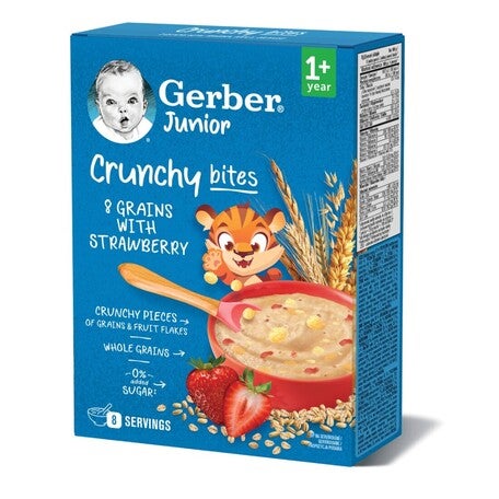 Gerber Junior Crunchy bites Kaszka 8 zbóż z truskawką