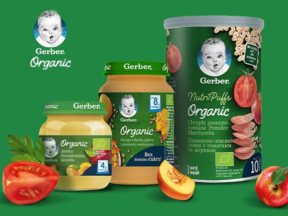 Wypróbuj razem z Maluszkiem produkty Gerber Organic Wypróbuj razem z Maluszkiem produkty Gerber Organic