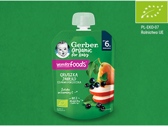 Gerber Organic Gruszka Jabłko Czarna porzeczka