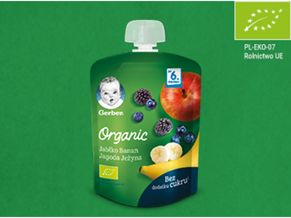Gerber Organic Deserek Jabłko Banan Jagoda Jeżyna Gerber Organic Deserek Jabłko Banan Jagoda Jeżyna