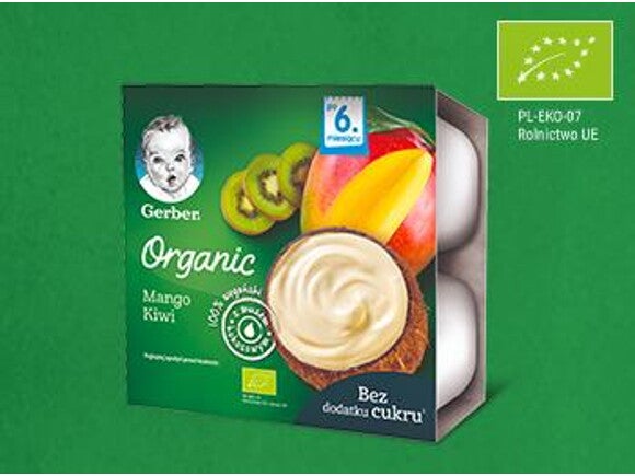 Gerber Organic Deserek mango, kiwi z musem kokosowym