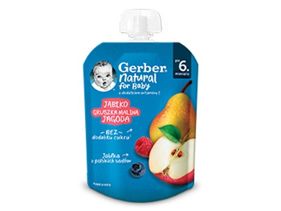 Gerber deserek w tubce jabłko gruszka malina jagoda Gerber deserek w tubce jabłko gruszka malina jagoda