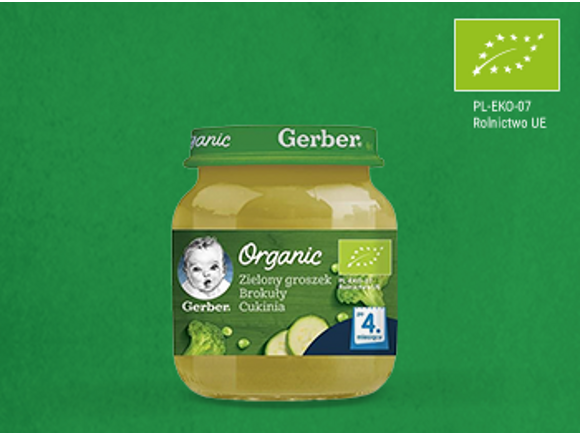 Gerber Organic Zielony groszek brokuły cukinia