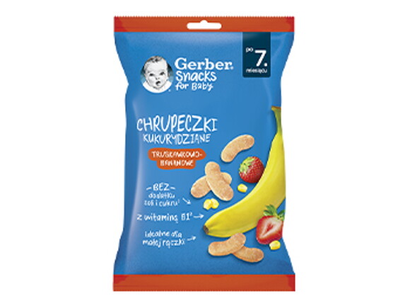 Gerber Snacks for Baby Chrupeczki kukurydziane truskawkowo-bananowe