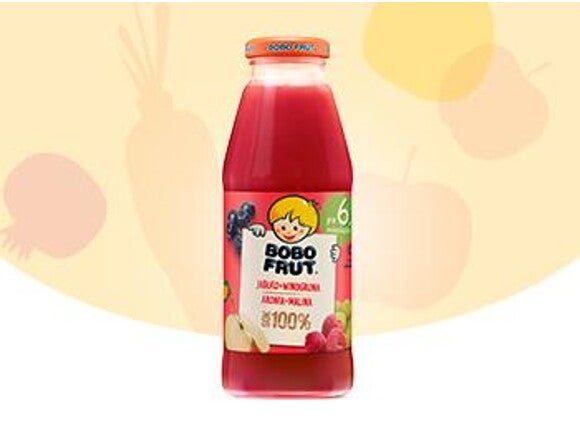 jablko winogrona malina aronia kv 350x260 Bobo Frut 100% Sok jabłko, winogrona, malina i aronia