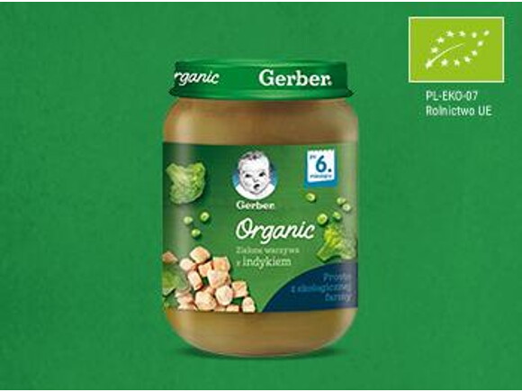 Gerber Organic Zielone warzywa z indykiem