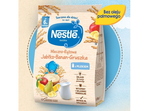 Nestlé Kaszka mleczno-ryżowa Jabłko Banan Gruszka