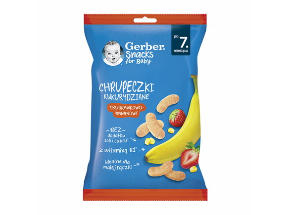 Gerber Snacks for Baby Chrupeczki kukurydziane truskawkowo-bananowe