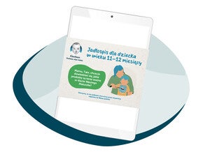 Tablet displaying child safety guide on a circular table.