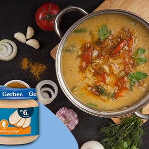 Zupka z czerwonej soczewicy i indyka z dodatkiem szpinaku po 6. miesiącu