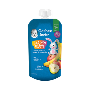 Gerber Junior GARDEN FRUITS banan, gruszka, jabłko, brzoskwinia