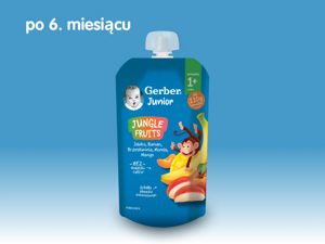 Gerber Junior JUNGLE FRUITS jabłko, banan, brzoskwinia, morela, mango