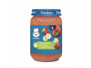 mus jabłkowo-bananowy z truskawkami