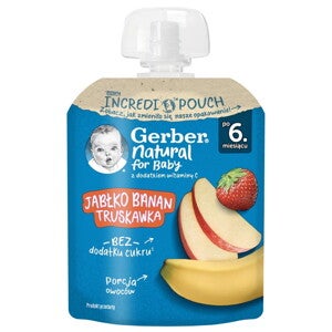 Nowa tubka Gerber Incredipouch Jabłko banan truskawka