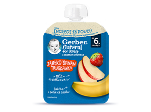 Nowa tubka Gerber Incredipouch Jabłko banan truskawka