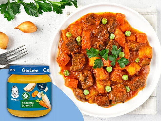 Cielęcina z warzywami i sosem marchewkowym - po 18. miesiącu