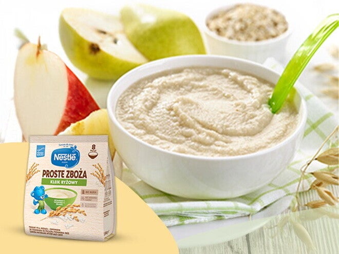 Kleik ryżowy ze świeżymi owocami po 6. miesiącu