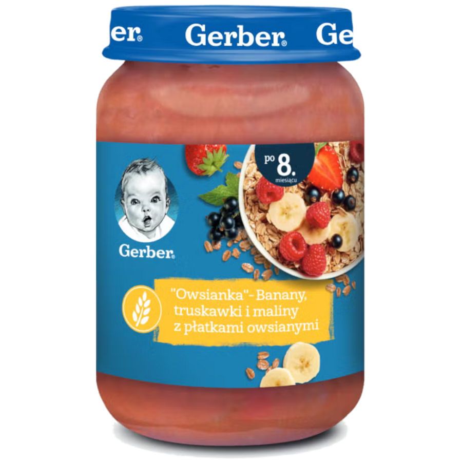 Gerber „owsianka” banany, truskawki i maliny z płatkami owsianymi