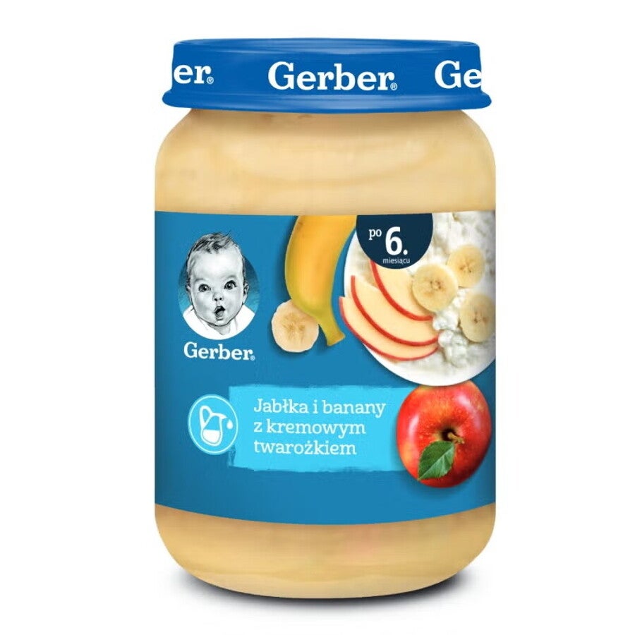 Gerber jabłka i banany z kremowym twarożkiem
