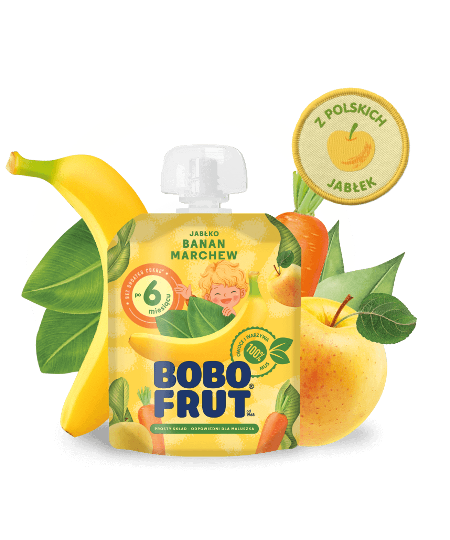 BOBO FRUT deserek Jabłko, banan, marchew
