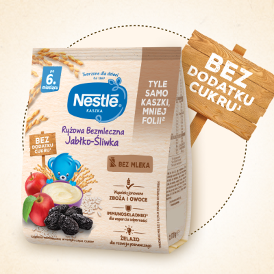 Nestlé Kaszka ryżowa-bezmleczna Jabłko & Śliwka
