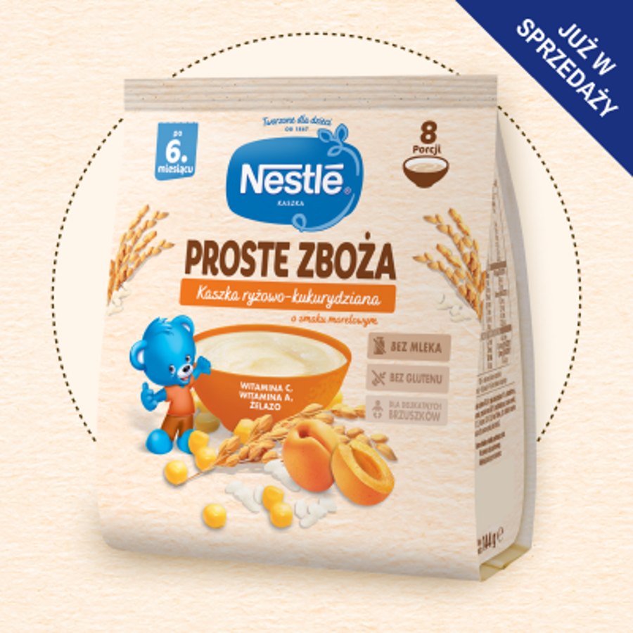 Nestlé Proste Zboża Kaszka ryżowo-kukurydziana o smaku morelowym