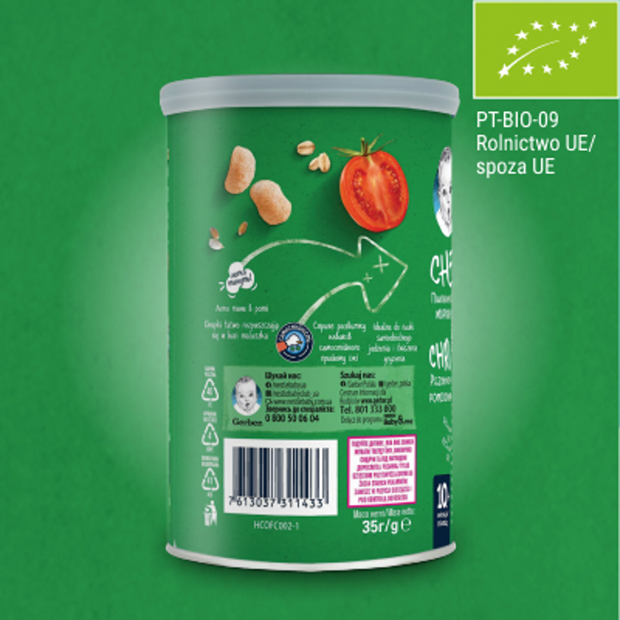 Gerber Organic Nutri Puffs Chrupki pszenno-owsiane Pomidor Marchewka
