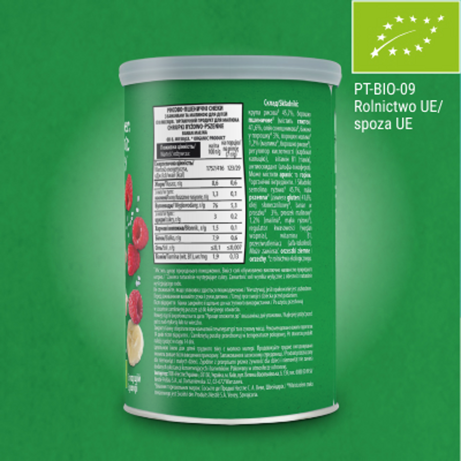 Gerber Organic Nutri Puffs Chrupki ryżowo-pszenne Banan Malina