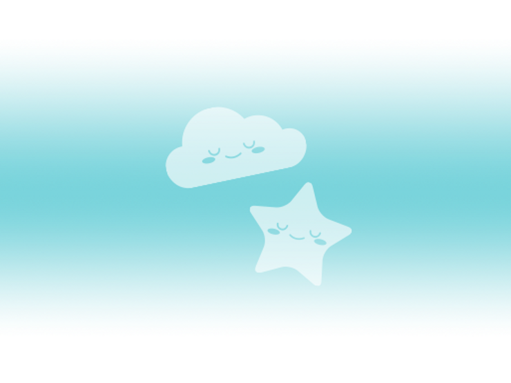 Cartoon drawn cloud and star