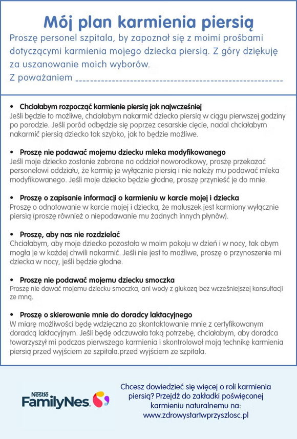 Karmienie noworodka w szpitalu checklista