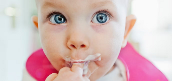 Baby with milk mustache Baby with milk mustache