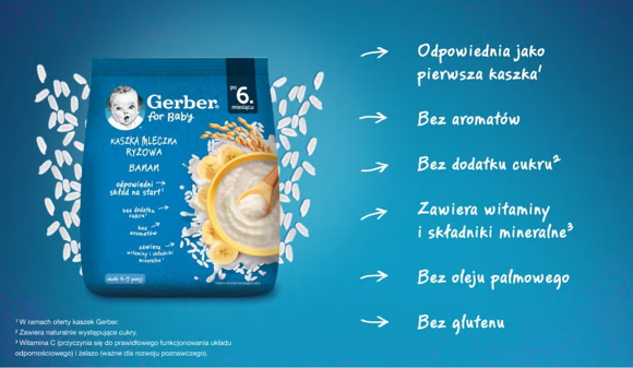 Gerber Kaszka mleczna ryżowa Banan Gerber Kaszka mleczna ryżowa Banan