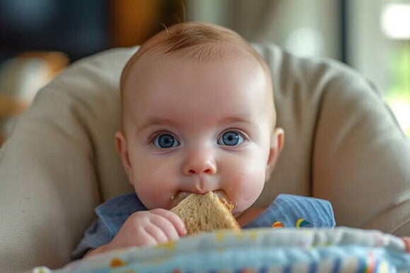 baby eating Małe dziecko je kanapkę