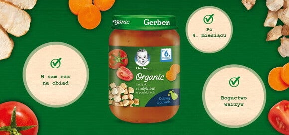 Gerber Organic Jarzynki z indykiem w pomidorach