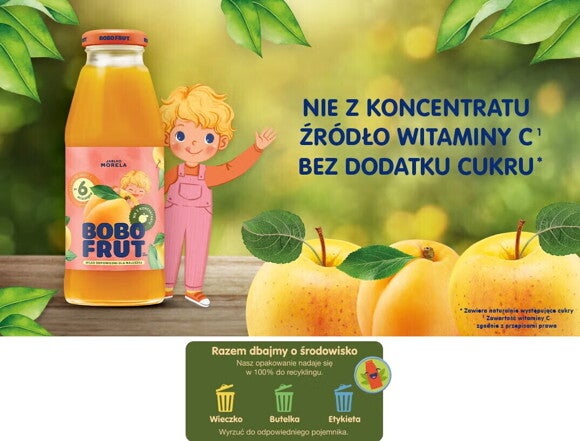 BOBO FRUT Nektar owocowy jabłko-morela - tabela wartości
