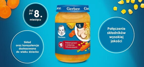 Gerber Bukiet jarzyn z cielęciną i kluseczkami Gerber Bukiet jarzyn z cielęciną i kluseczkami