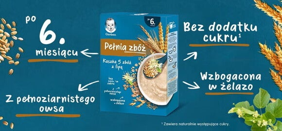 Gerber Pełnia Zbóż Kaszka 5 zbóż z lipą - benefity