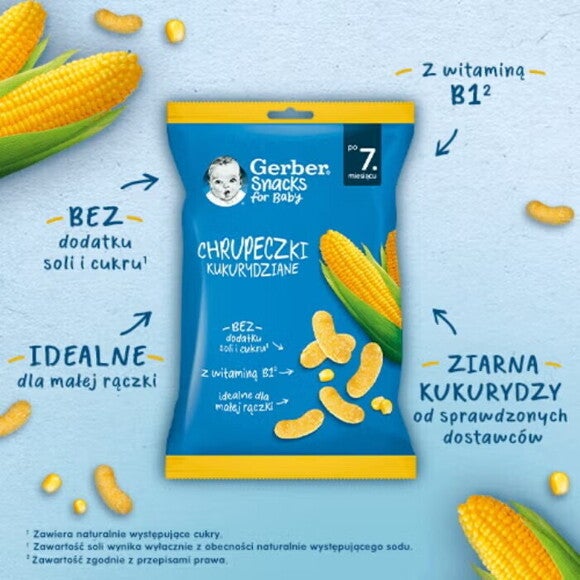 Gerber Snacks for Baby Chrupeczki kukurydziane - benefity Gerber Snacks for Baby Chrupeczki kukurydziane - benefity